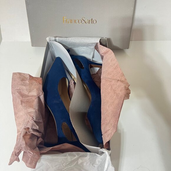 NEW Franco Sarto Real Suede Bow Back Pumps Shoes in Blue, Size 7.5 M - Picture 16 of 16